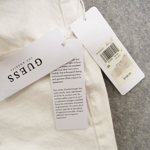 Guess Jeans Womens 25 White Boy Fit Mid Rise Distressed Zip Fly New - Picture 6 of 15